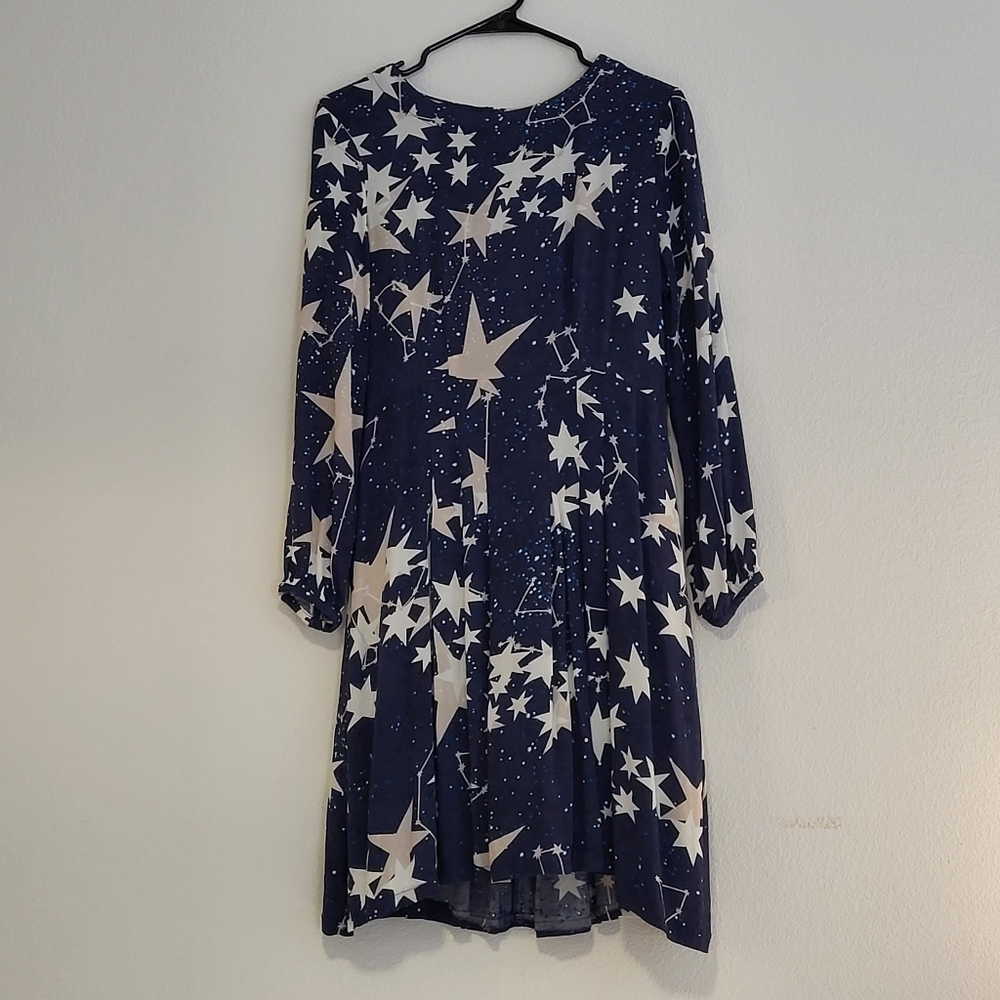 Navy and White Celestial Long Sleeve Dress